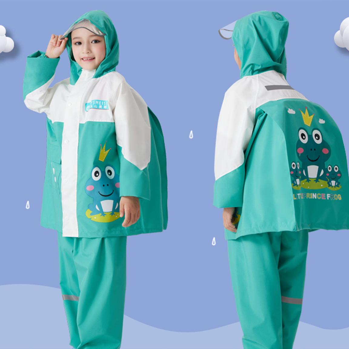 Custom Full Body Waterproof Rain Poncho and Backpack Set Unisex Kids Travel Rain Suit With Optional Design Patterns M