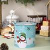 2pcs Decorative Christmas Candy Boxes Handheld Round Bucket Portable Sweets Tins with Handle for Family Gathering