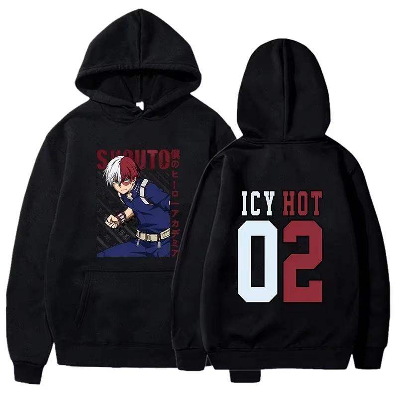 2026 Autumn My Hero Academia Shoto Todoroki Multi‑Print Front Character Portrait Hoodie Unisex Oversized Y2K Cotton Hoodie