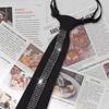 Black Lazy Rhinestone Neck Tie Flexible Pre Tied Neck Tie Business Adjustable Neck Tie  Festive