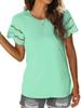 Women's Summer New Floral Lace Patchwork Short Sleeve T-Shirt Crew Neck Slim Fit Top