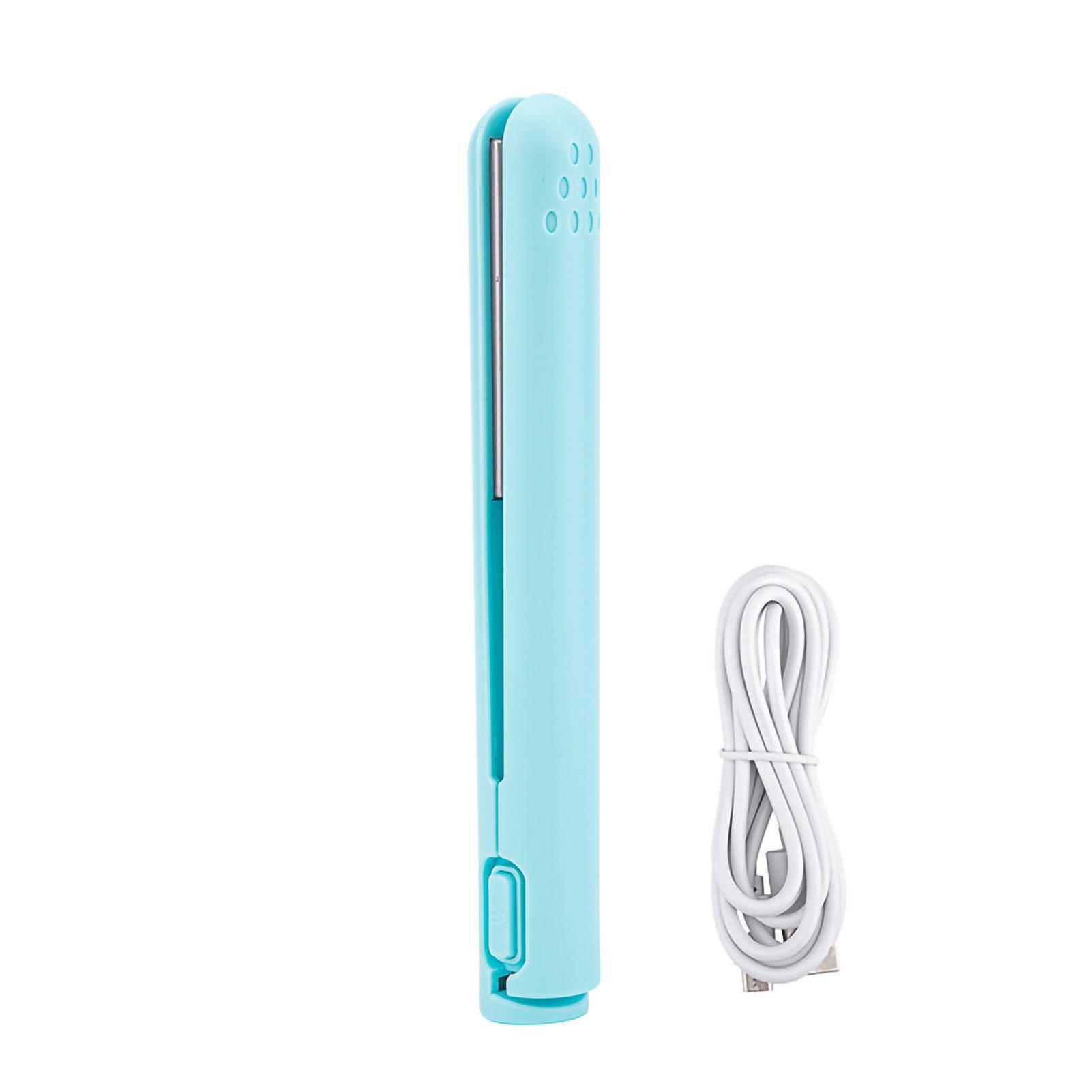 

Mini 2 in 1 Hair Straightener USB Ceramics Heating Straightening Curling Flat Iron Bleu синий