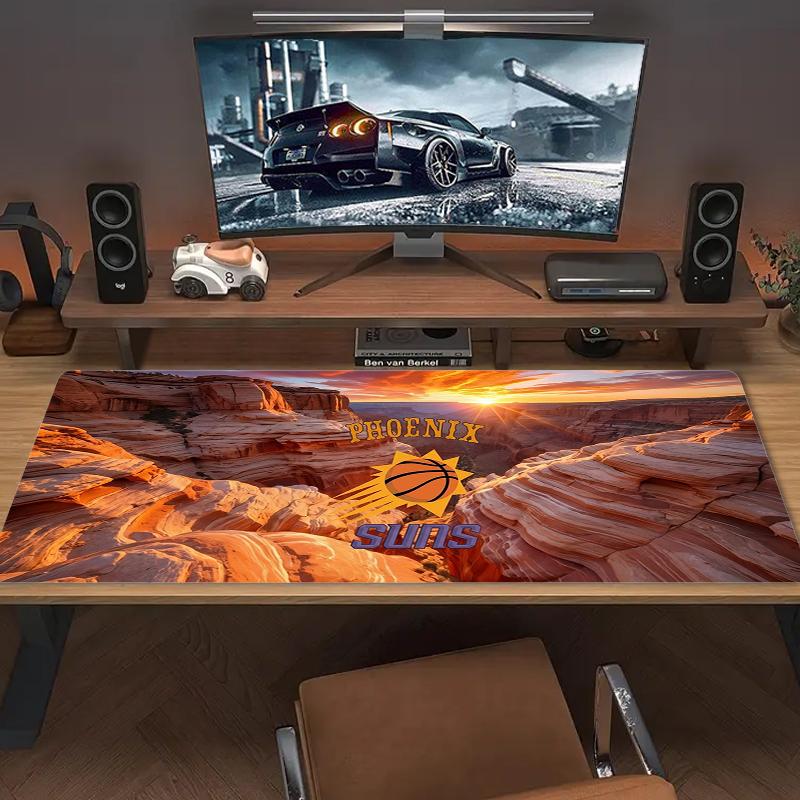 Phoenix Suns Mouse Pad Large Gaming Table Cushion Nonslip Laptop Tablet Big Mousepad Xxl Mat Mini Pc Playmat With Lock Edge