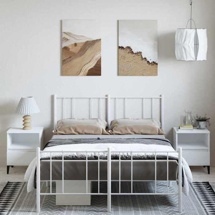 VidaXL Cadre de lit métal avec tête de lit-pied de lit blanc 150x200cm 352549