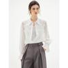 ELLE Women's Textured Lace Long Sleeve Blouse