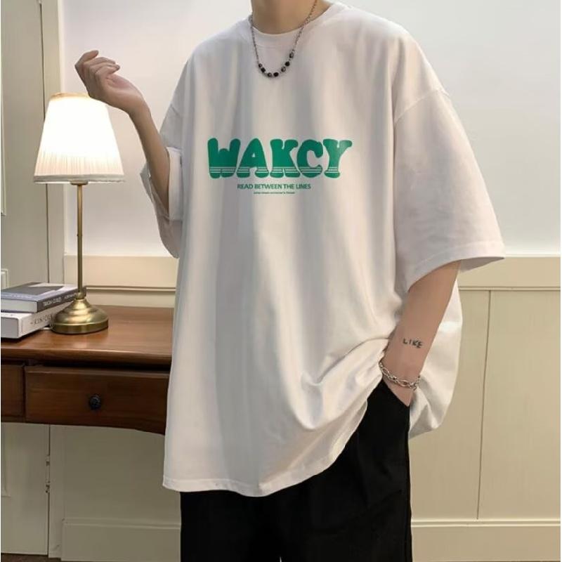 

Мужские футболки с буквенным графическим принтом, модные брендовые футболки для мужчин, футболки больших размеров, мужская одежда, повседневная мужская футболка, летняя корейская ретро XL белый