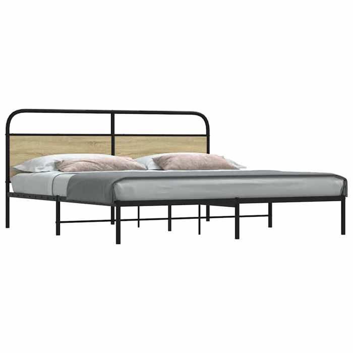 VidaXL Cadre de lit en métal sans matelas chêne sonoma 180x200 cm, meuble de chambre à coucher, lit double, sommier, lit, 3318643