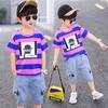 Summer Baby Boys Clothes Suit Stripe Cotton T-shirt+Jeans Short Pant 2PCS Set Kids Boys Clothing
