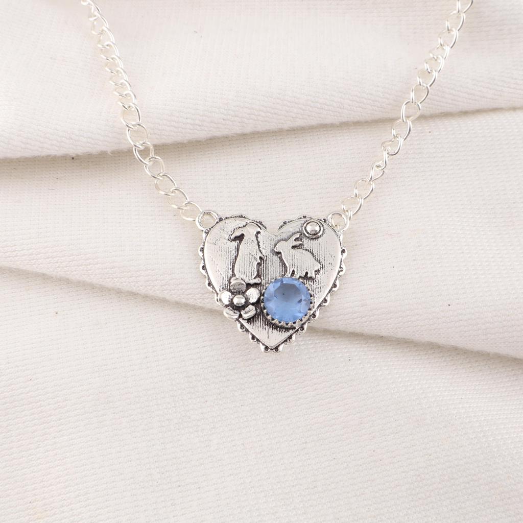 Pandantiv din piatră prețioasă lucrat manual tanzanit, pandantiv din argint solid 925 bijuterii antice, pandantiv pentru cadou de logodnă