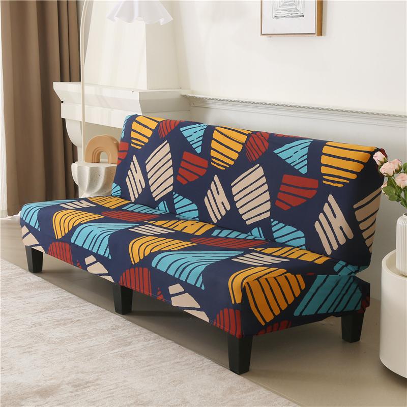 Armless Futon Cover Stretch Sofa Bed Cover Protector High Spandex Elastic Futon Slipcover With Elastic Bottom Machine Washable