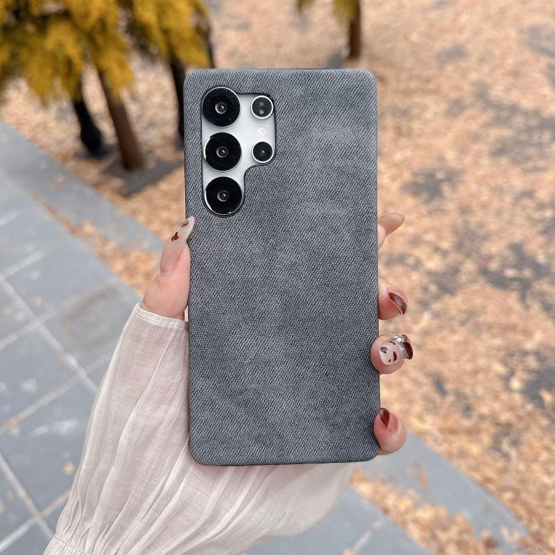 Cowboy Jeans Stoff Rüstung Rahmenloses Case Für Samsung S25 S24 S23 S22 Ultra Hülle Candy Denim Schutz Hülle Harte Handyhülle