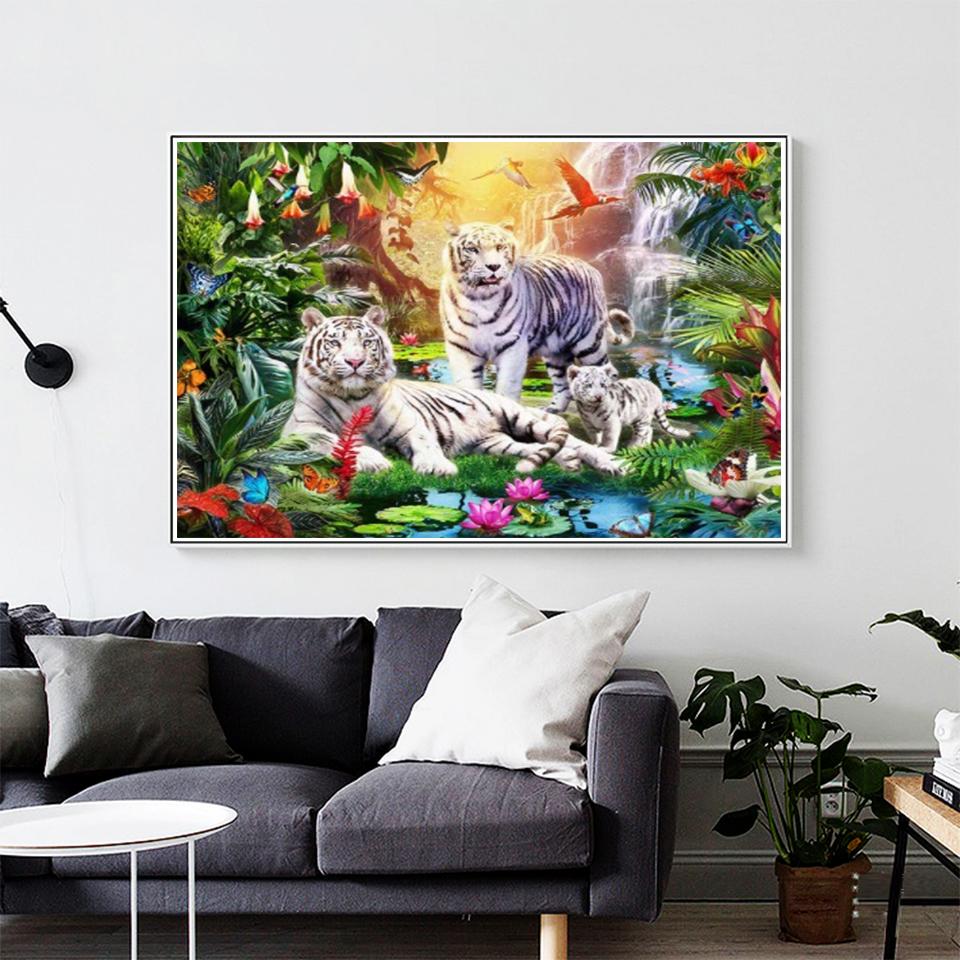5D DIY алмазная живопись с животными, стразами, тигром, художественная картина, полная Алмазная вышивка, мозаика, набор для вышивки крестом, домашний декор, подарок