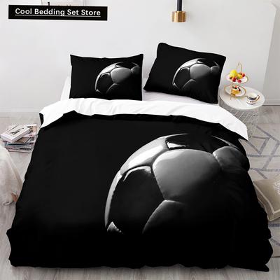 Football King Queen Duvet Cover 3D Soccer Bedding Set for Kids Teens Adult Ball Game Quilt Cover Sport Fans Soft Comforter Cover