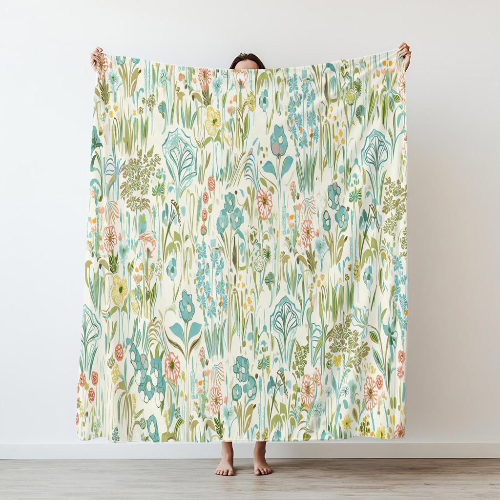 1PC flowers pattern printed blanket suitable for sofas beds offices travel camping chairs warm plush blanket