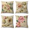 1pcs Retro Printed Anti Linen Pillowcases Office Living Room Floral Cushion Cover Bedroom Bay Window Decorative Pillowcase Easy To Wash Pillowslip