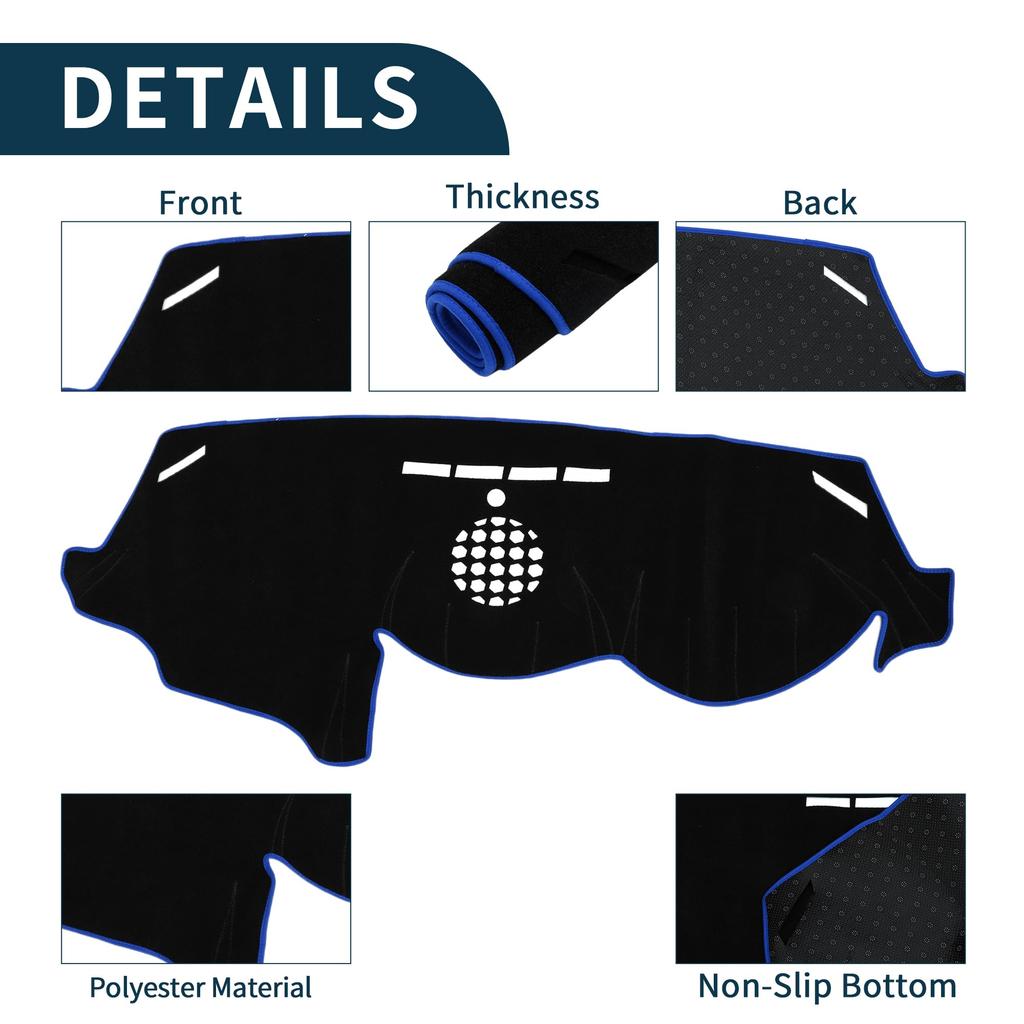 TUCKBOLD Compatible with BMW 6 Series without HUD Dashboard Car Dashboard Protective Custom Sun Suede Blue 1P Set 2003-2010 Mat, Cover, Mat, Interior,