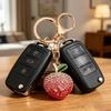 Yousheng Peach Keychain Full Diamond Gradient Sparkling Crystal Alloy Fruit Key Ring with Lobster Clasp for Keys Bags Car Backpack Pendant Charm Gift