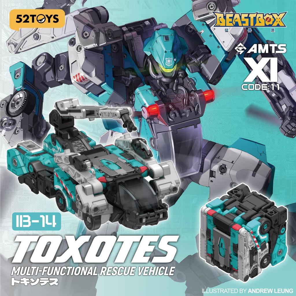 52TOYS BEASTBOX Seria INFINITY AMTS TOXOTES Transformabil Combinat Complet 3 Șoferi Echipă de Salvare Cadou Perfect pentru și Colecționari IB-14 Figurină, Robot,