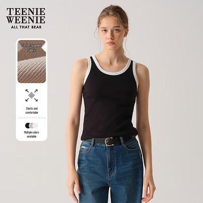 Women's Contrast Trim Round Neck Tank Top