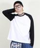 Deumakeu Raglan Color Block Solid Long Sleeve T-Shirt Black & White