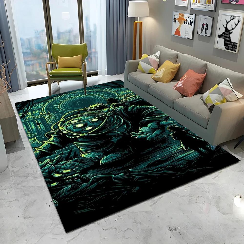 

3D Retro BioShock Game Gamer HD Carpet Rug for Home Living Room Bedroom Sofa Doormat Decor,kids Play Area Rug Non-slip Floor Mat 40x60cm