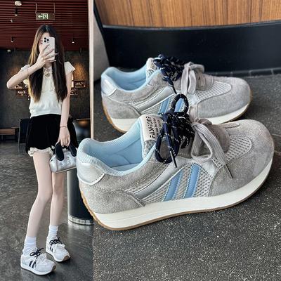 Popular German Training Shoes Women's 2025 Summer New Versatile Fashion Breathable Mesh Casual Sports Shoes Flat Forrest Gump Shoes