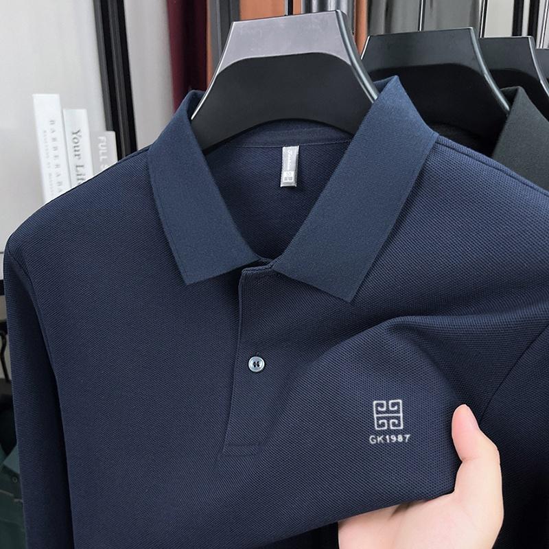High End Men'S 100% Cotton Long Sleeved Polo Shirt Autumn Fashion Brand Embroidery Design Breathable Golf Sports Top T-Shirt