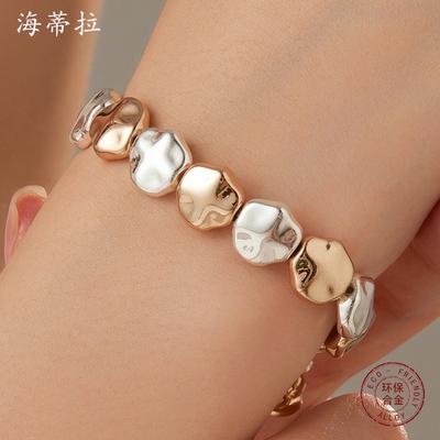 Imitation Barock geformtes umweltfreundliches Legierungsperlenarmband, unregelmäßiges Perlen-Farbmatching Damenarmband