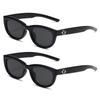 2PCS Korean Retro Ulzzang Style Oval Sunglasses for Women Vintage Shades for Women