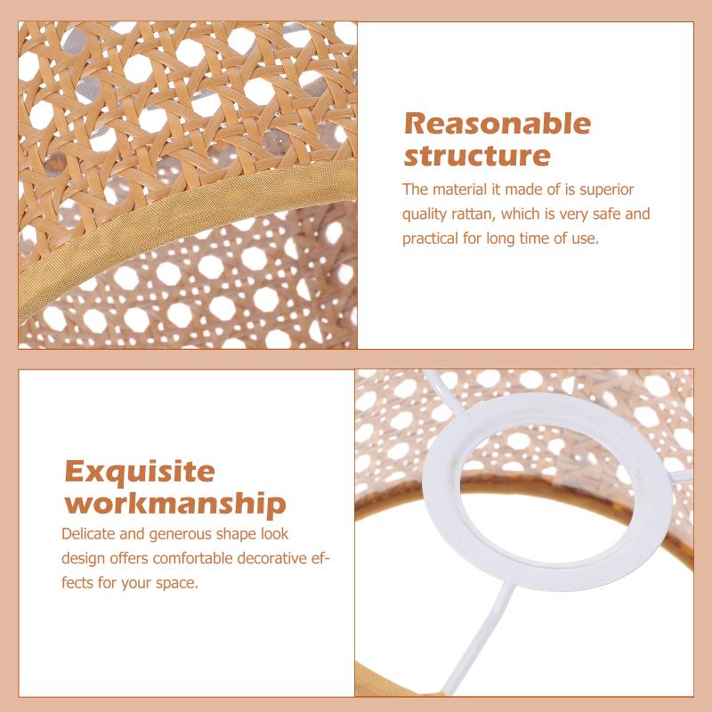 Woven Rattan Lampshade Ceiling Ornament Black Chandelier Accessories Decor Simple Craft Desk