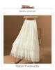 2025 Summer Women's Gentle Style Lace Trim Elastic Waist A-Line Midi Skirt