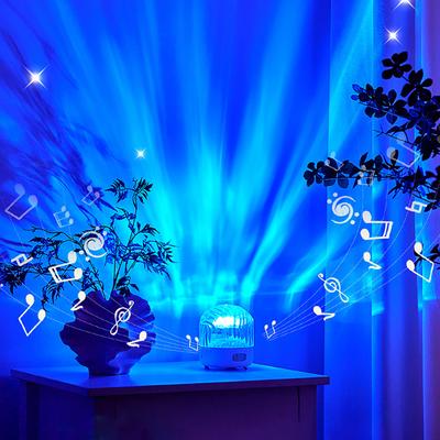 Northern Lights Water Ripple Projector Lamp with Audio Atmosphere Lamp Starry Sky Galaxy Night Light Bedroom Holiday Party Gift