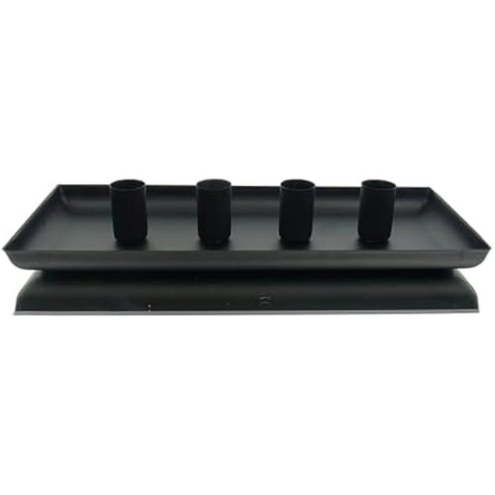 Plateau décoratif - KAEMINGK - Noir - 4 bougeoirs magnétiques - Métal - 12 x 29 cm