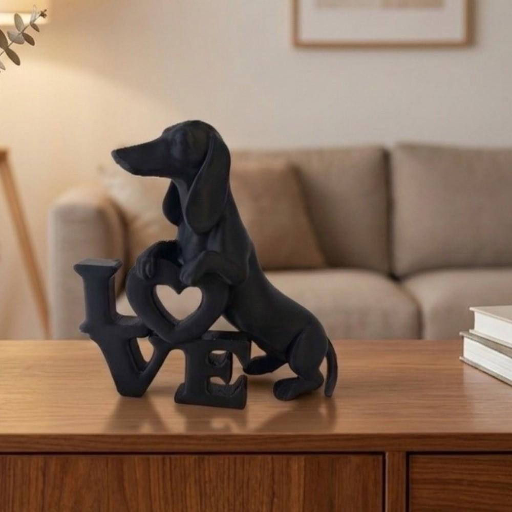 3D Printed Love Dog Ornament Cute Dog Statue Funny Animal Sculpture Dog Lover