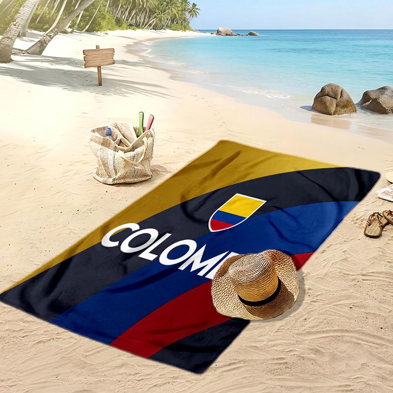 Colombia Football Print Beach Towel Quick Dry Super Absorbent Soft Bath Towel for Swimming Beach Travel Fan Souvenir Gift