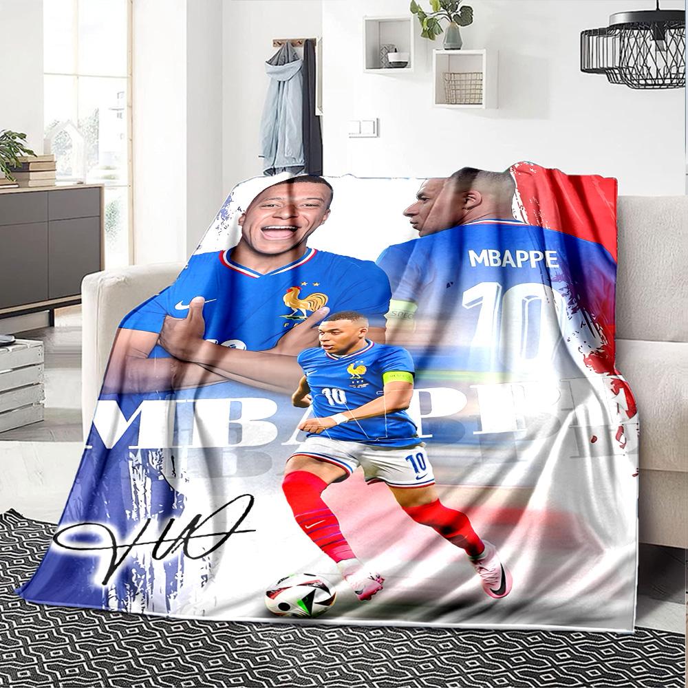 Mbappe's French Football Glory Blanket Ultra-Soft Suitable for Couch Livingroom Sofa Four Seasons Universal Stylish Decor