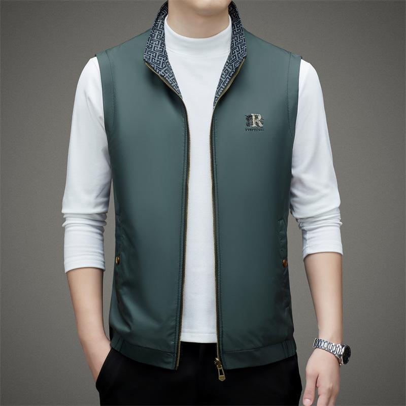 

Мужской жилет с воротником-стойкой, двухсторонний жилет для занятий спортом на открытом воздухе, жилет с застежкой-молнией, без рукавов, трендовое пальто 190