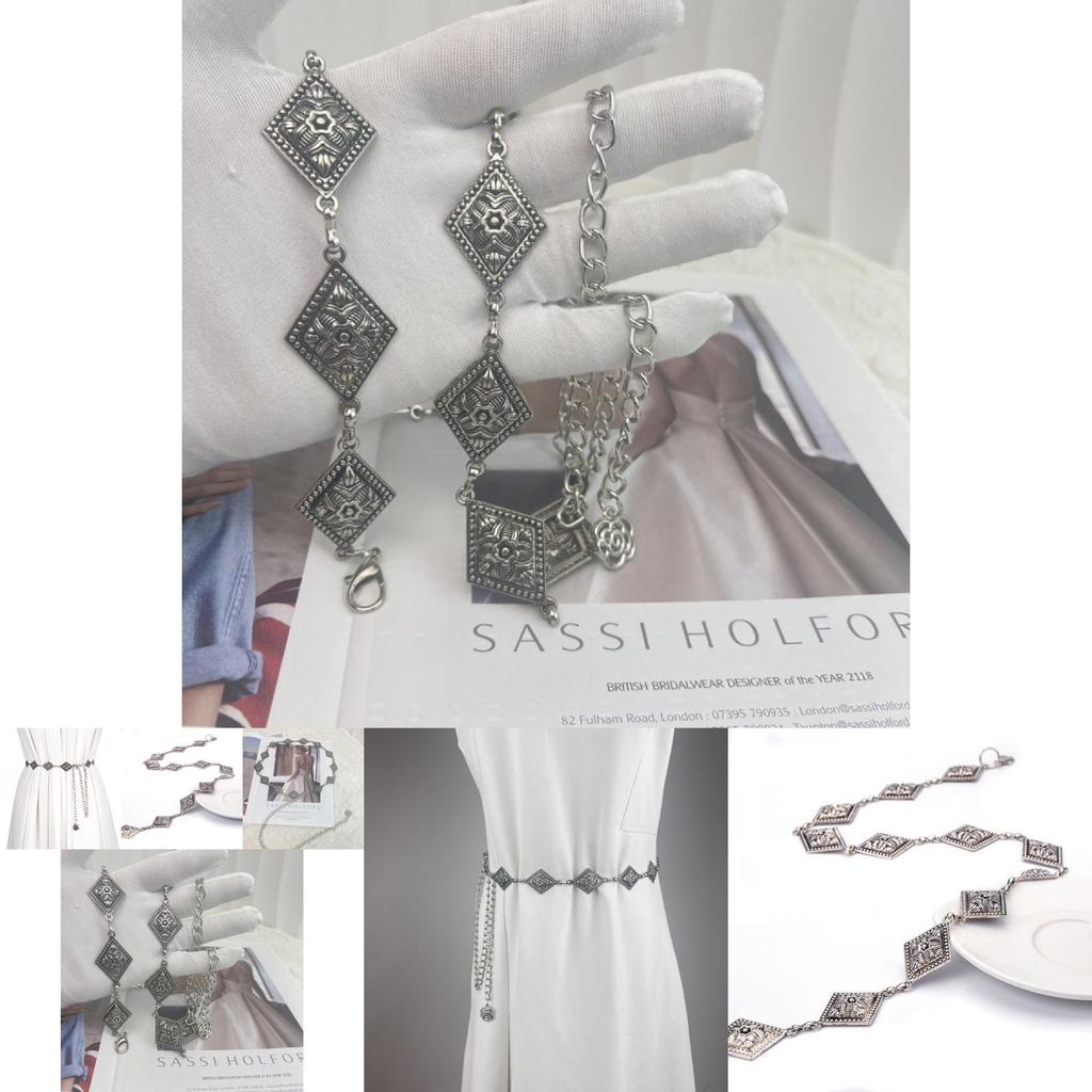 Fashionable Vintage Silver Chain Waist Belt With Floral Design For Women 2023 Trend