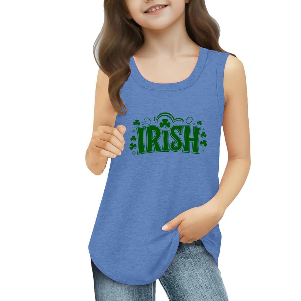 Mädchen Kinder Sommer Rundhals Ärmellose Shirts Tanktops St. Patrick's Day