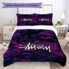 Purple Swirl Marble Logo 3Pcs Bedding Set, Psychedelic Fluid Background 3Pcs Bed Decor Set
