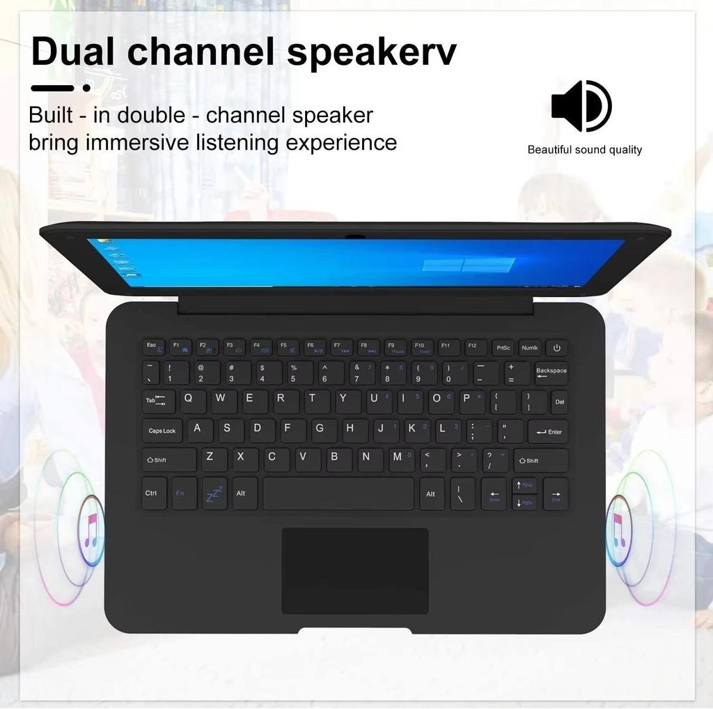 10,1-tommers bærbar datamaskin med Windows 10-operativsystem, forhåndsinstallert firekjerners 3 GB + 64 GB netbook med HDMI-webkamera for kontor