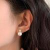 Personalized flash diamond pearl stud earrings, simple light luxury temperament versatile pearl earrings women's earrings