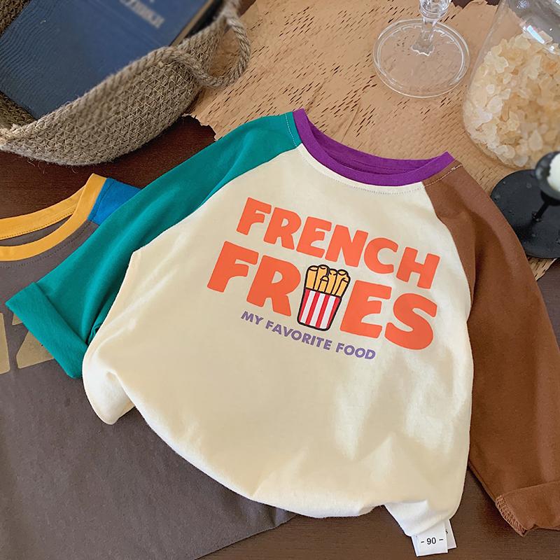 Children's Cotton Printed T-shirt Round Neck Long Sleeved Kids Top