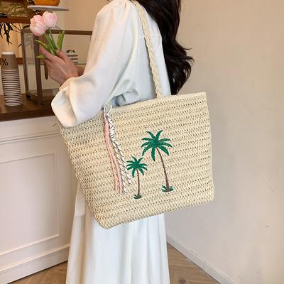 Woven Bag Women's New Trendy Fashion Shoulder Bag Large Capacity Holiday Straw Tote Bag