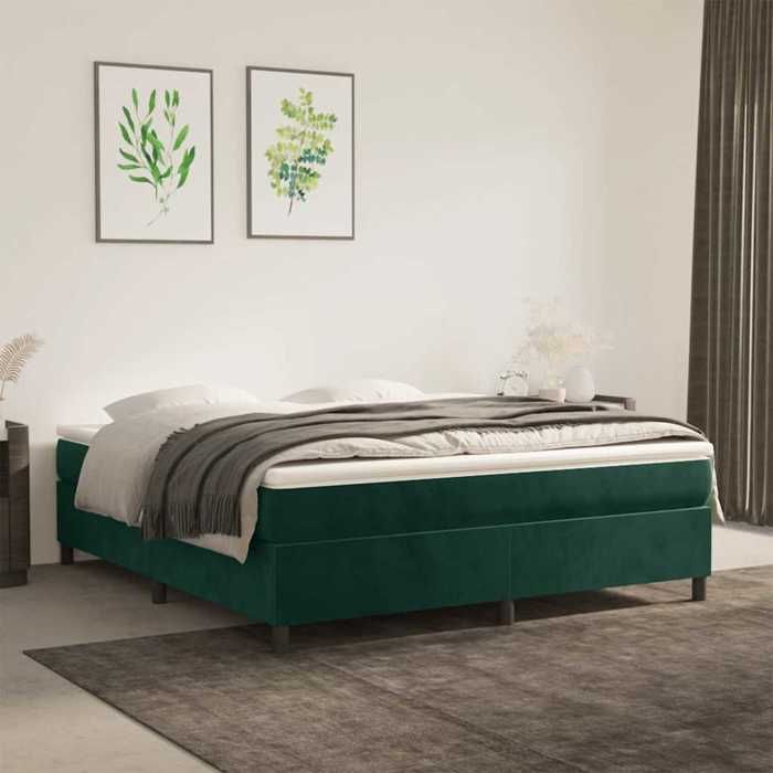 Maison Exclusive - Sommier à lattes de lit et matelas Vert foncé 180x200cm Velours
