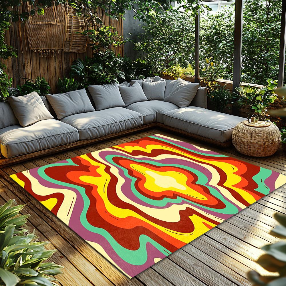 Stylish Area Rug Non-Slip Indoor Outdoor Carpet Modern Abstract Pattern Floor Mat Home Decor Living Room Bedroom Entryway Rugs