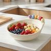 Geometrische Obstschale mit Gabel, große Kapazität, Snackteller, Fruchteinsatz