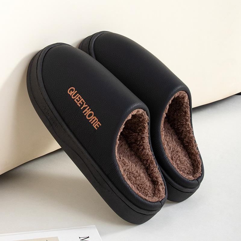 Indoor couple cotton mop warm winter cotton waterproof outer wear slippers home non-slip winter velvet thick bottom