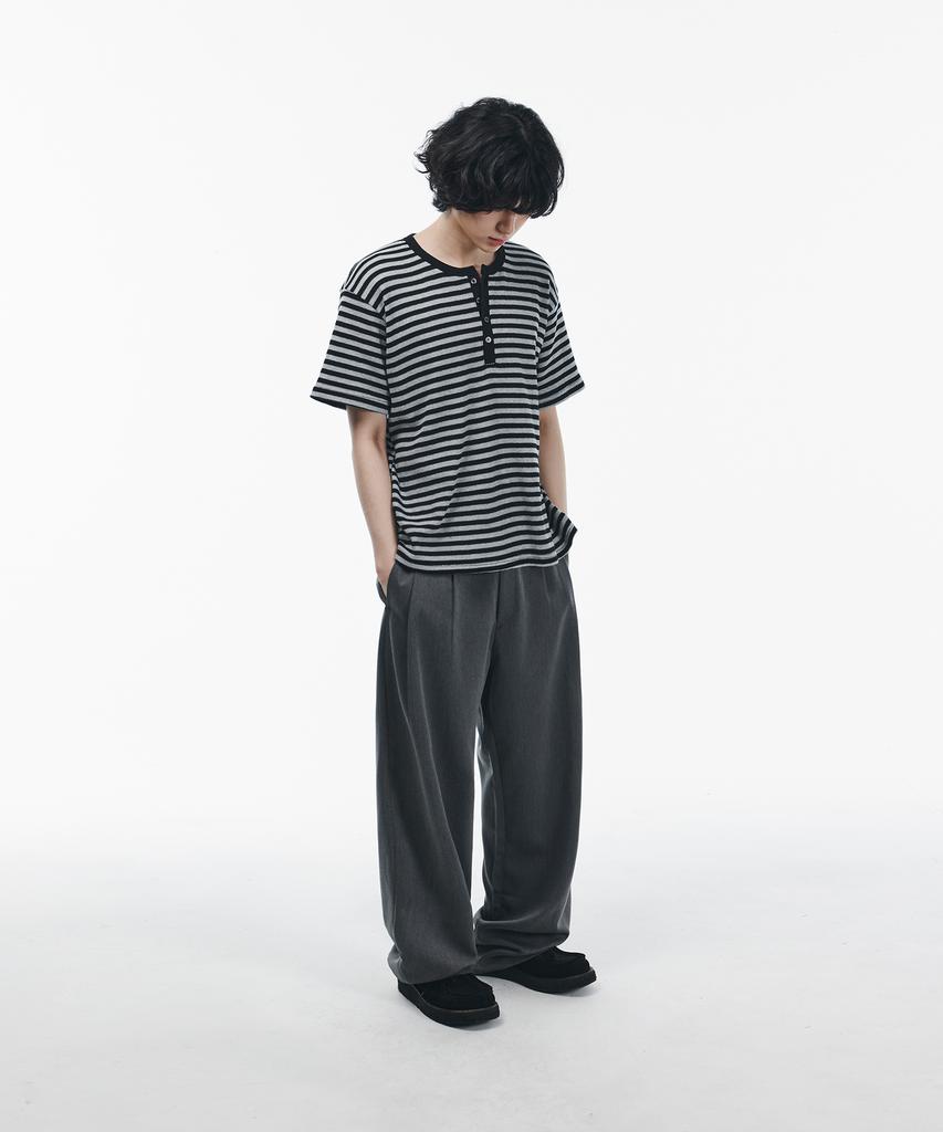 SIGNATURE [Summer Fabric Added] Double-Tuck Wide Slacks [Gray]