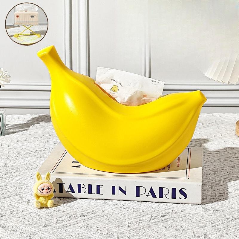 Cute Creative Banana Tissue Box Living Room Light Luxury Creative Pumping Carton Household Entrance Ornament Napkin Carton
